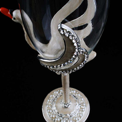 ALDO Kitchen & Dining > Tableware > Drinkware Exquisite Unique Custom Made  Swan Wedding Led Free Crystal Champagne Wine Glasses Set of Two