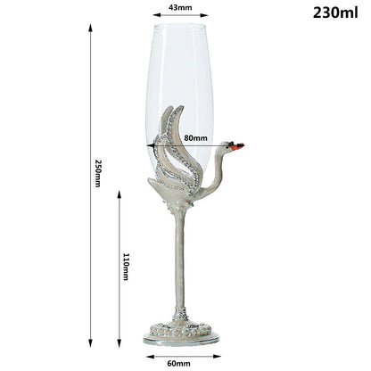 ALDO Kitchen & Dining > Tableware > Drinkware Exquisite Unique Custom Made  Swan Wedding Led Free Crystal Champagne Wine Glasses Set of Two