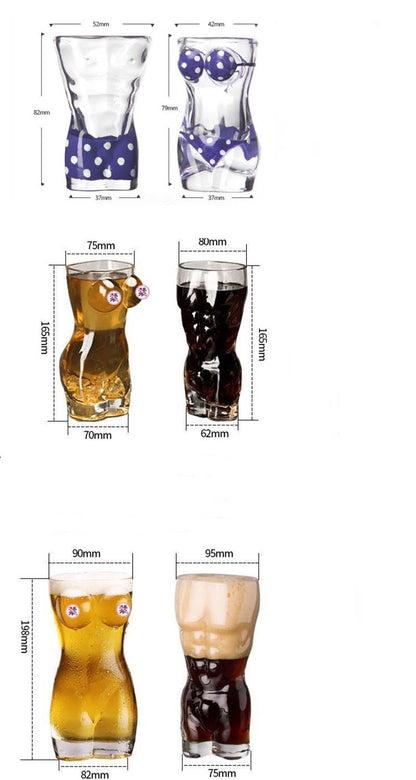 ALDO Kitchen & Dining > Tableware > Drinkware Female and Male Fun Glass for Beer,Cocktails, Vodka, Whiskey, Party and Home Bar