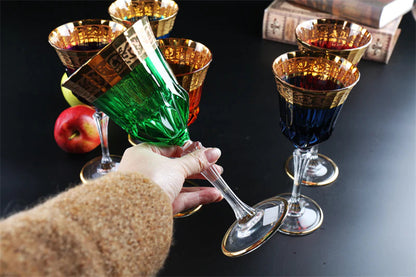 ALDO Kitchen & Dining > Tableware > Drinkware Green / Lead Free Crystal / 21 cm toll Custom Made High Quality Lead Free Crystal 24 Karat  Gold Plated Wine Goblets Glasses