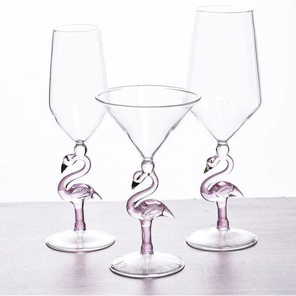 ALDO Kitchen & Dining > Tableware > Drinkware Pink Flamingo Fun Glasses for Martini, Wine, Cocktails, Beer ,Champagne Party and Home Bar