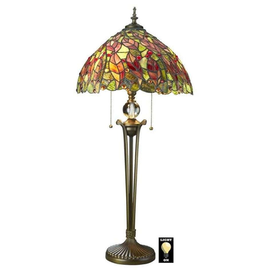 ALDO Lighting > Lamps 16"Wx16"Dx33"H. / New / metal and glass Tiffany-Style Stained Glass Sculptural Floor Lamp