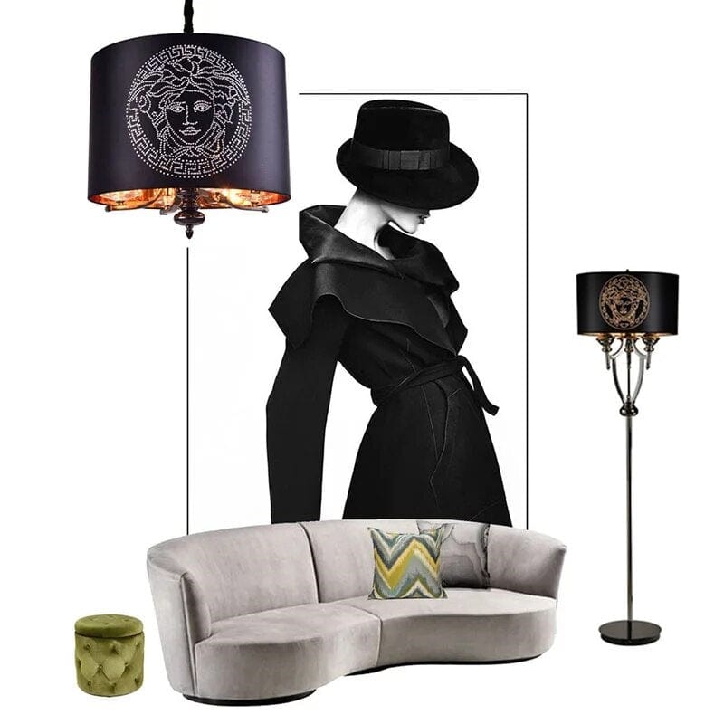 ALDO Lighting > Lamps Versace Style  Fabric Lampshade Large Floor Lamp