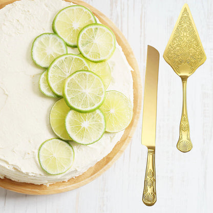 ALDO Party & Celebration > Party Supplies > Party Favors > Wedding Favors New / Stainless steel / Cake Knife cutter: 13.42 inch / 34.1 cm   Cake shovel: 11.37 onch / 28.9 lenox Beutiful Laxury Bride and Groom French Court Golden Cake Knife and Cake Shovel Set