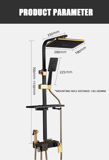 ALDO Plumbing > Plumbing Fixture Hardware & Parts > Shower Parts > Shower Heads Digital Bathroom Shower System with LED and Smart Thermostat Temperature Display Wall Mount Rainfall Head Faucet