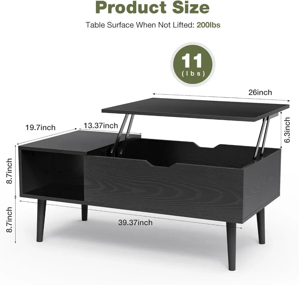 ALDO Tables > Accent Tables Modern Lift Top Coffee  Computor Table With Storage Shelf and Hidden Compartment