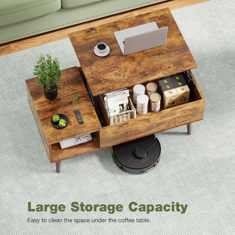 ALDO Tables > Accent Tables Modern Lift Top Coffee  Computor Table With Storage Shelf and Hidden Compartment