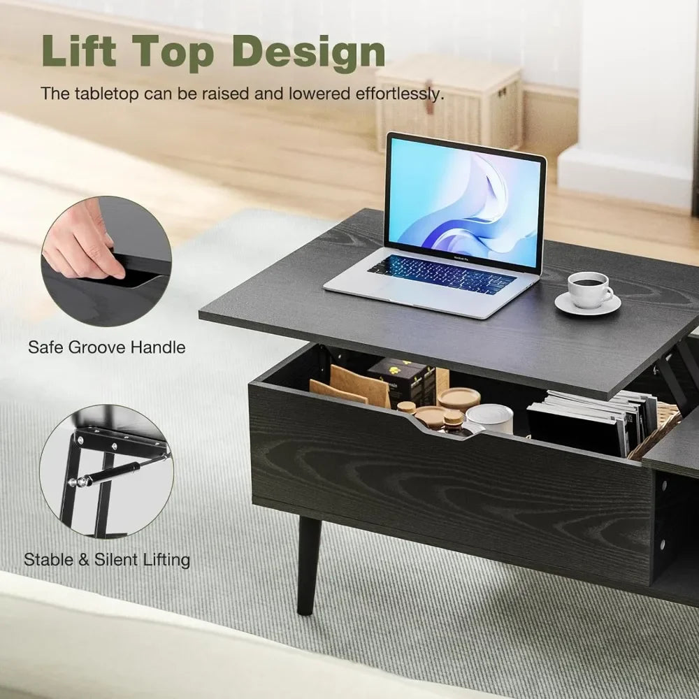 ALDO Tables > Accent Tables Modern Lift Top Coffee  Computor Table With Storage Shelf and Hidden Compartment